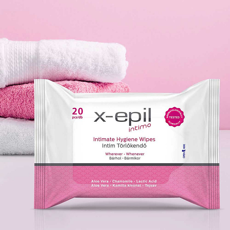 Интимни кърпички с алое вера X-Epil Intimo Intimate hygiene wipes 20pcs