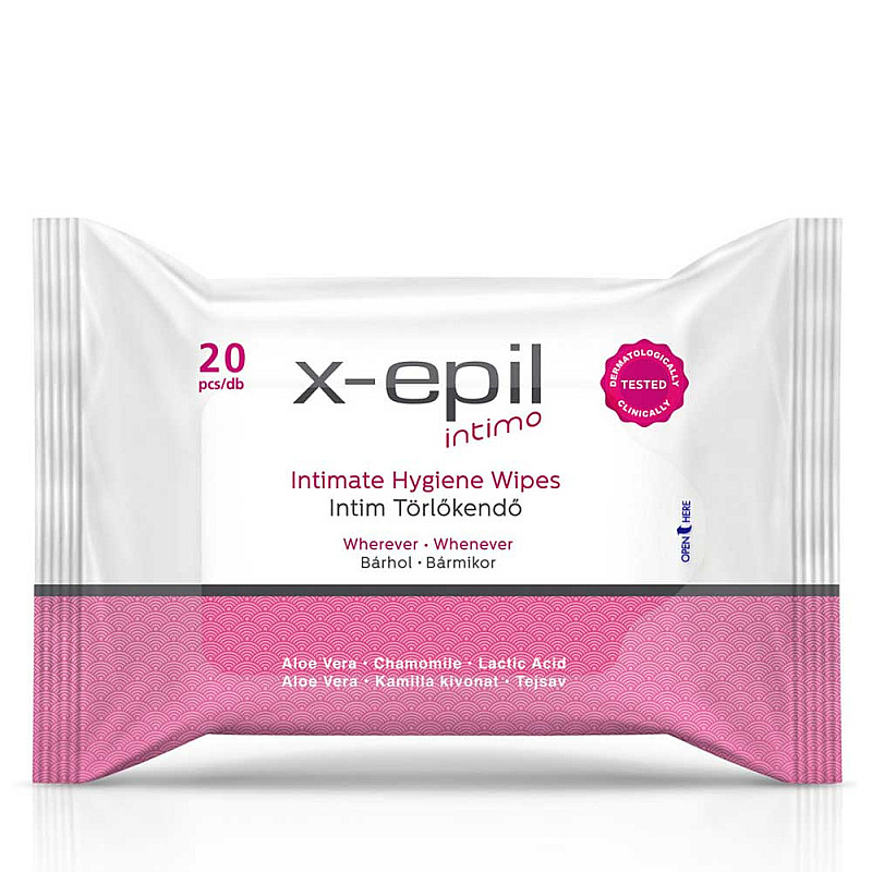 Интимни кърпички с алое вера X-Epil Intimo Intimate hygiene wipes 20pcs