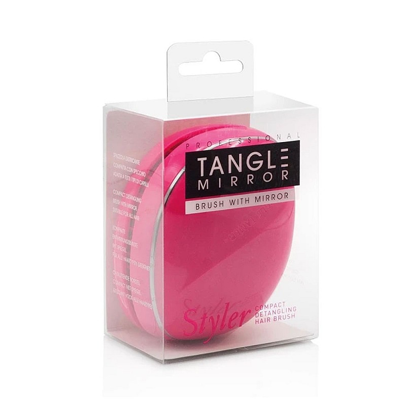 Четка за разресване с огледало розова Xanitalia Tangle Mirror Brush Pink