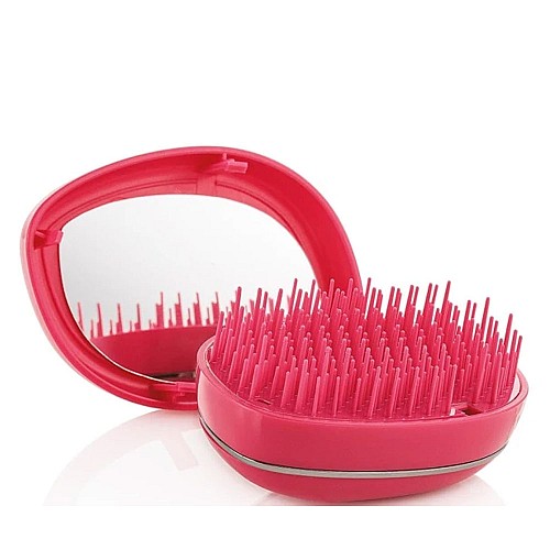 Четка за разресване с огледало розова Xanitalia Tangle Mirror Brush Pink