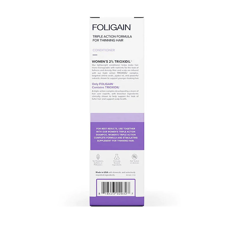 Стимулиращ балсам за оредяла коса за жени с Trioxidil 2% Foligain Triple Action Conditioner Women 236ml 