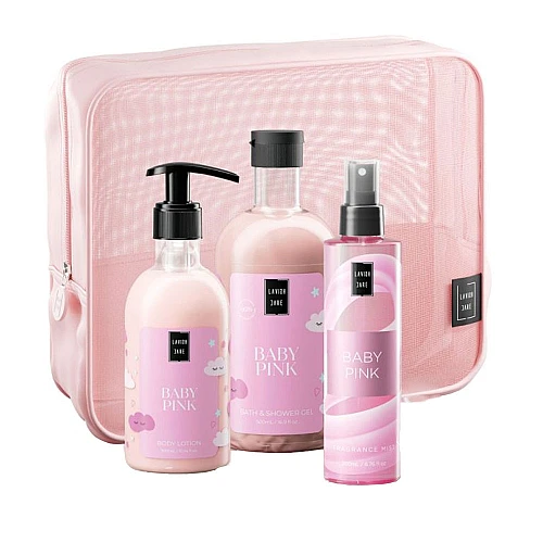 Комплект за тяло с несесер Lavish Baby Pink Body Care Bag