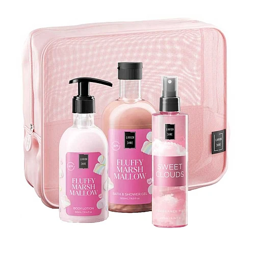 Комплект за тяло с несесер Lavish Fluffy Marshmallow Body Care Bag
