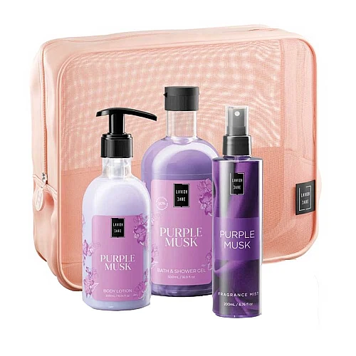 Комплект за тяло с несесер Lavish Purple Musk Body Care Bag