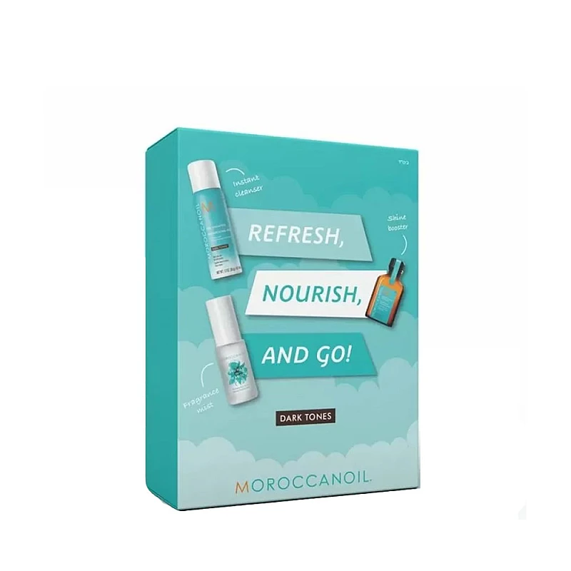 Травъл комплект за чиста и здрава тъмна коса Moroccanoil Refresh Nourish & Go Dark Hair
